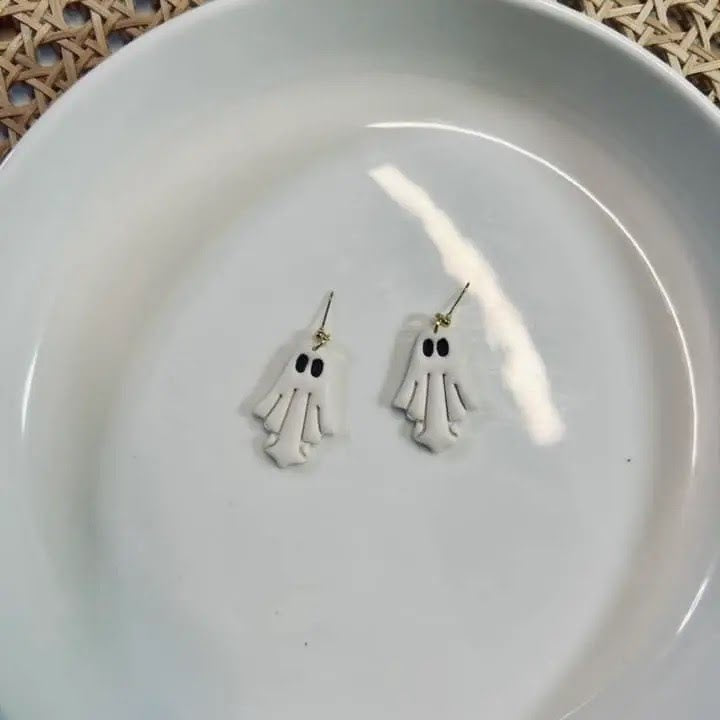 White Mini Ghosts | Polymer Clay Earrings