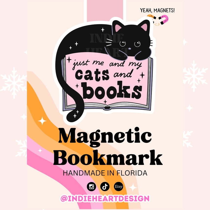 Just My Cat And Books Magnetic Bookmark