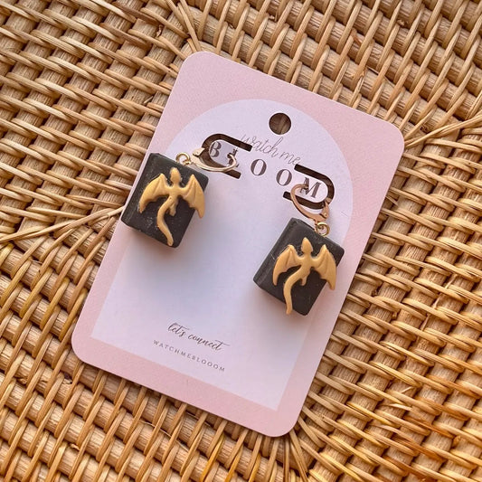 Fantasy Book Inspired Dragon Book Dangles | Polymer Clay Earrings