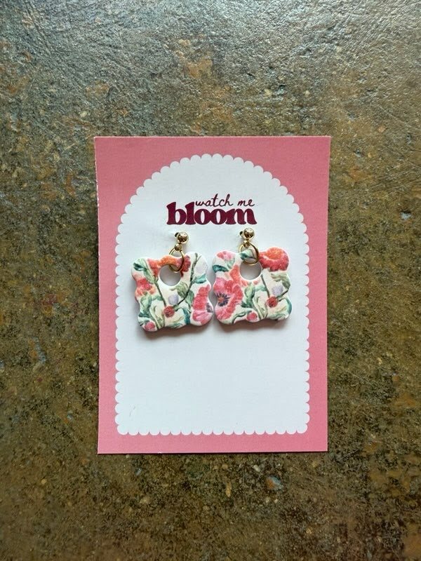 Pink Floral | Polymer Clay Earrings