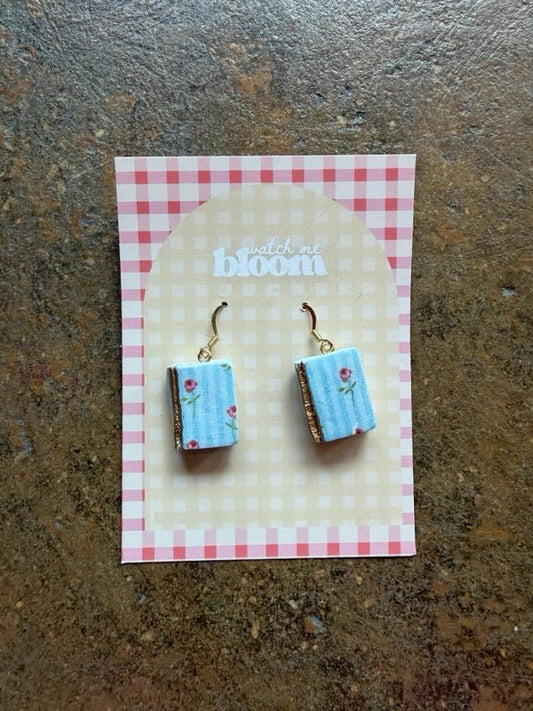 Blue Books with Roses | Polymer Clay Earrings