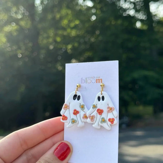 Floral Sheets Ghost | Polymer Clay Earrings