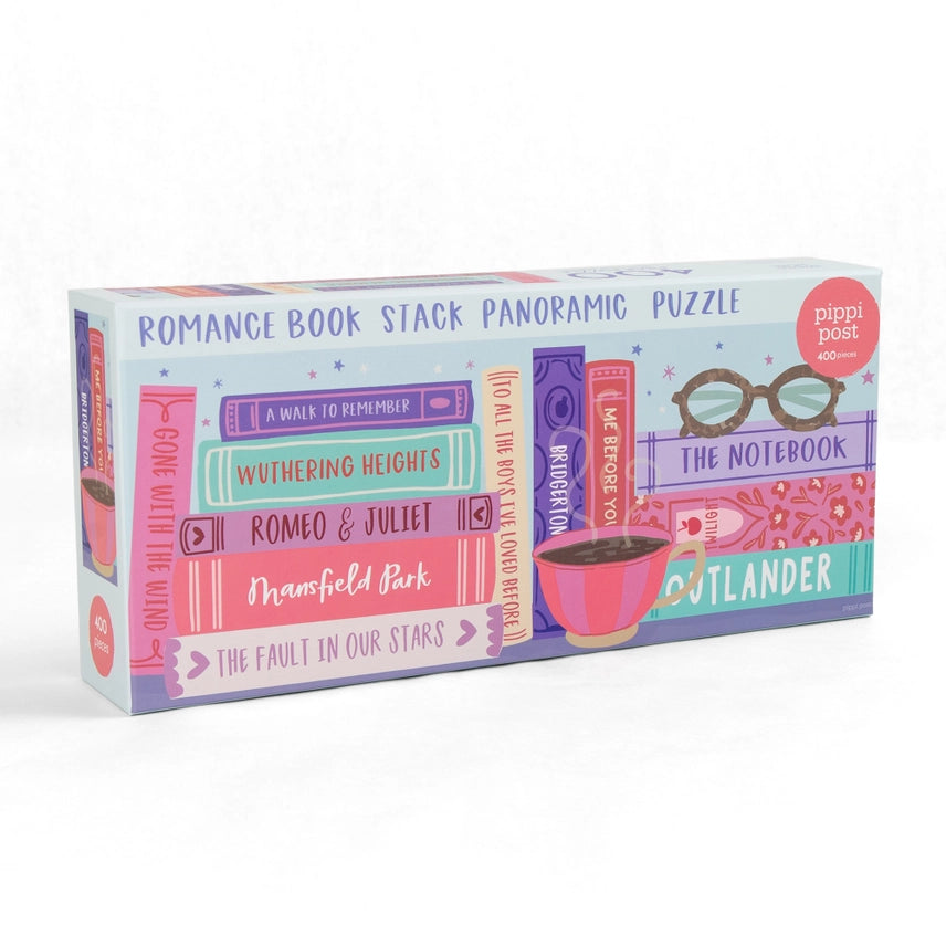 Romance Novels Bookshelf - 400 Piece Panoramic Jigsaw Puzzle