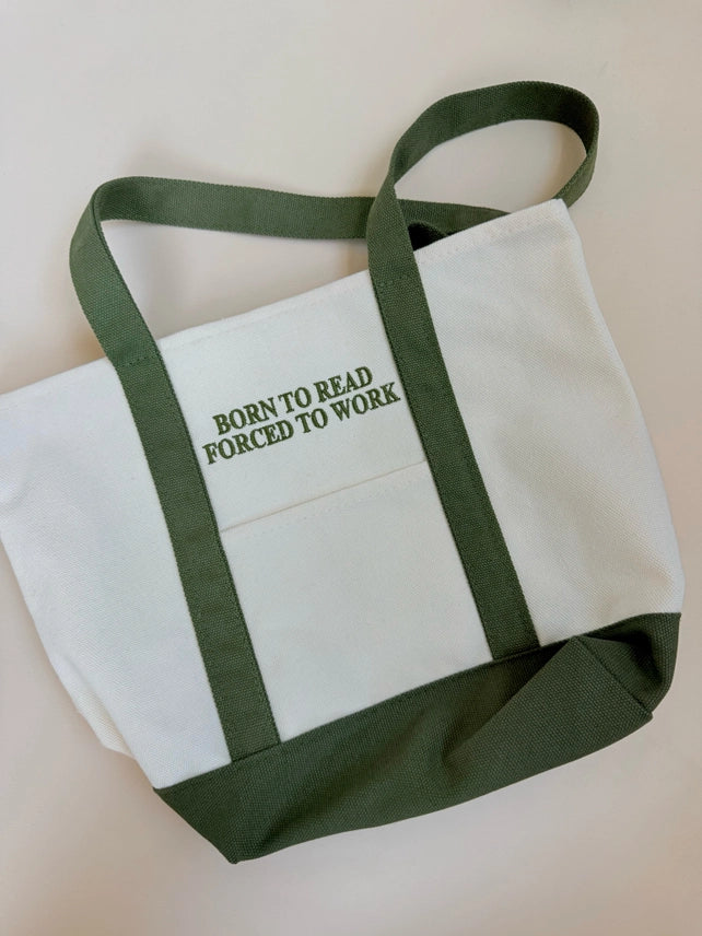 Born To Read Forced To Work Mini Tote Bag